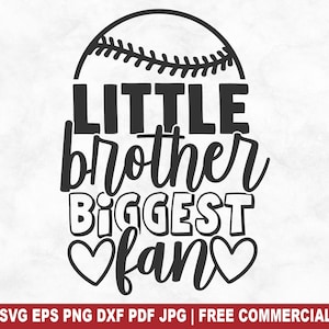 Kleiner Bruder größter Fan SVG Schnittdatei, Baseball Fan Anhänger SVG für Cricut Silhouette, jubeln druckbare PNG für Shirts Tassen Handwerk