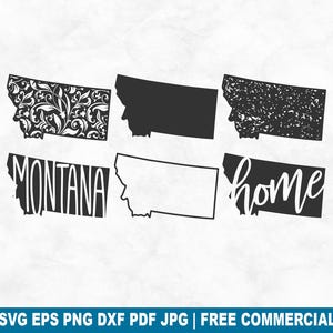Montana State SVG Cut File, Montana Outline Distressed Home SVG for Cricut Silhouette, American Printable PNG for Shirts Mugs Crafts