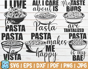 Pasta Lover SVG Bundle | Italian Cuisine SVG Cut Files | commercial use | instant download | printable vector | Funny Kitchen Designs