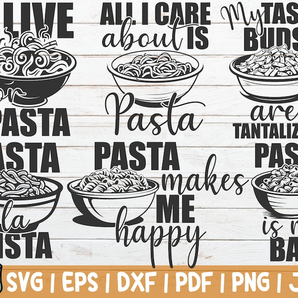 Pasta Lover SVG Bundle | Italian Cuisine SVG Cut Files | commercial use | instant download | printable vector | Funny Kitchen Designs