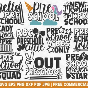 Preschool SVG Bundle, Preschool Boy Girl SVG Cut File for Cricut Silhouette, Back To School Printable PNG for Shirts Mugs Crafts