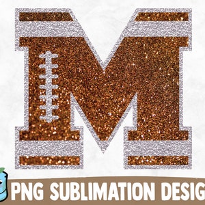 Glitter Football Sublimation Alphabet | 26 Football Letters | Transparent Background | Sublimation PNG