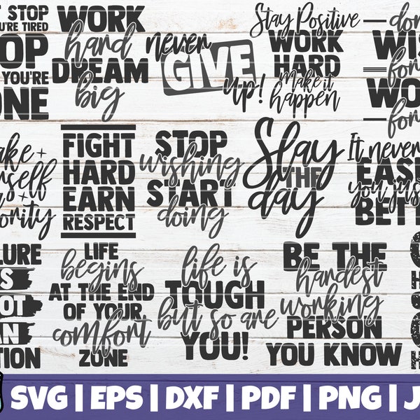 Motivational SVG Bundle | SVG Cut File | Inspirational Quotes | commercial use | instant download | printable vector clip art | gym life