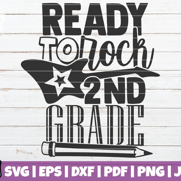 Ready To Rock 2nd Grade SVG Cut File | Back To School SVG | commercial use | instant download | printable vector clip art | Student Shirt