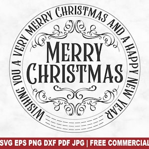 Vi auguriamo Buon Natale in formato SVG, file di taglio SVG per silhouette di Natale in stile fattoria vintage per Cricut, PNG stampabile retrò per magliette e tazze.