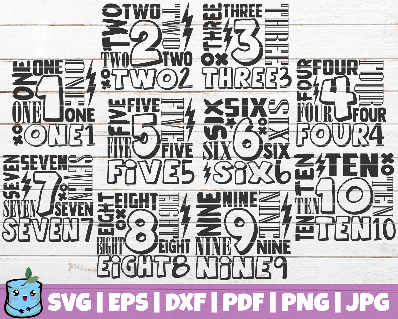 Numbers SVG Bundle SVG Cut Files Commercial Use Instant Download ...