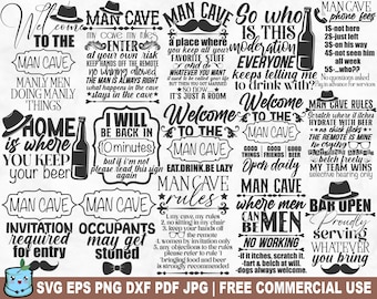 Man Cave SVG Bundle, Funny Man Cave SVG Cut File for Cricut Silhouette, Father Dad Man Room Printable PNG for Shirts Mugs Crafts
