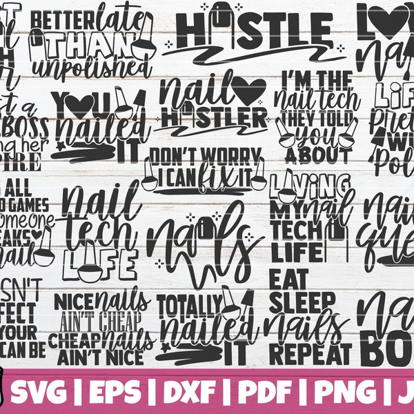 Nail Tech SVG Bundle | Nail Artist SVG Cut Files | commercial use | instant download | printable vector clip art | Love Nails Shirt Print