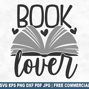 Amoureux des livres SVG coupe fichier, livres lecteur lecture SVG pour Cricut Silhouette, bibliothécaire professeur imprimable PNG pour chemises tasses artisanat
