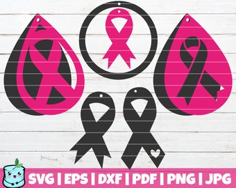 10 Cancer Awareness Earrings SVG Cut Files | commercial use | instant download | vector | laser cut template | leather jewelry cuttable