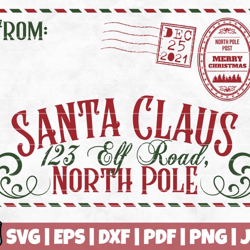 Santa Claus 123 Elf Road North Pole SVG Cut File Instant Etsy Australia