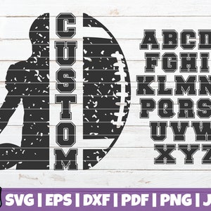 Football Customizable Frame SVG Cut File | commercial use | instant download | Sport alphabet included | printable vector | distressed decal