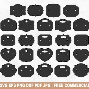 Earrings Display Cards SVG Bundle, Earring Card Template SVG Cut File for Cricut Silhouette, Jewellery Holding Card Printable PNG