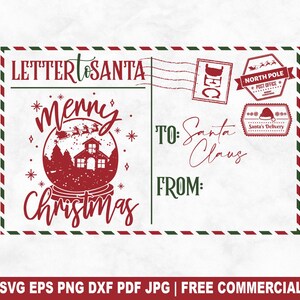 Carta a Papá Noel en formato SVG, carta de Papá Noel en formato SVG para Cricut Silhouette, correo del Polo Norte imprimible en formato PNG para camisetas, tazas y manualidades.