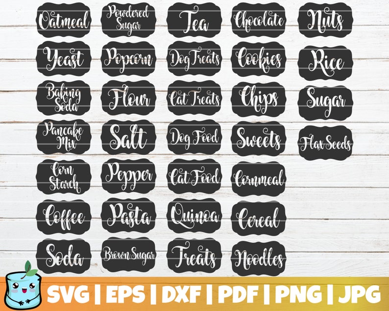 Download 64 Kitchen Labels SVG Cut File commercial use instant | Etsy