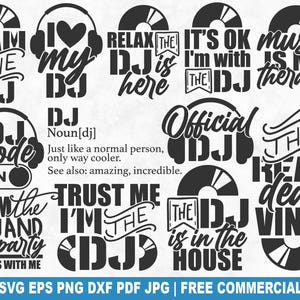 Dj SVG Bundle, vinyle musique DJ drôle Clubbing SVG coupe fichier pour Cricut Silhouette, soirée disco PNG imprimable pour chemises tasses artisanat