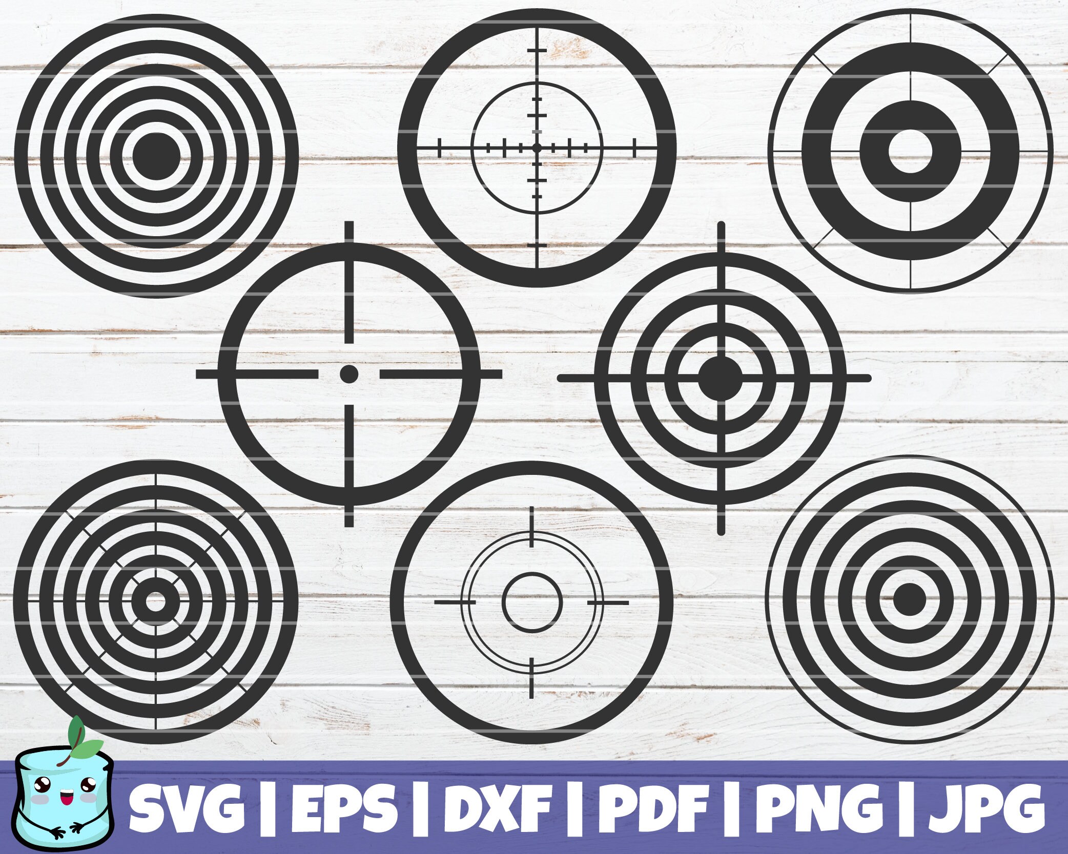 9 Targets SVG Cut Files commercial use instant download Etsy