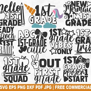 1st Grade SVG Bundle, 1st Grade Boy Girl SVG Cut File for Cricut Silhouette, Back To School Printable PNG for Shirts Mugs Crafts