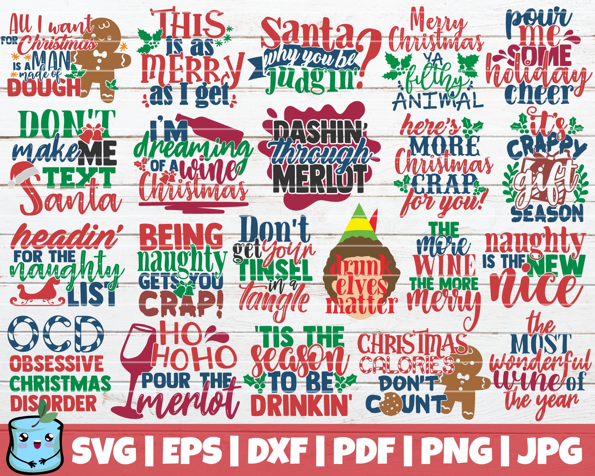 Funny Christmas SVG Bundle Holiday SVG Cut Files Instant - Etsy Australia