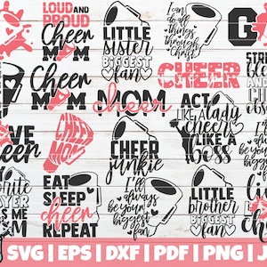 Cheerleader SVG Bundle | Cheer Girl SVG Cut Files | commercial | instant download | printable vector clip art | Cheer Mom Dad Shirt Print