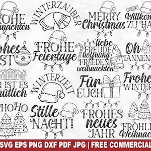 German Christmas Plotterdatei SVG Bundle, Holiday SVG Cut File for Cricut Silhouette, Funny Xmas Quotes Printable PNG for Shirts Mugs Crafts