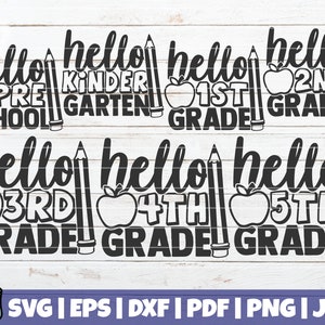 Hello School SVG Bundle | Back To School SVG Cut Files | commercial use | instant download | printable vector clip art | Student Shirt Print