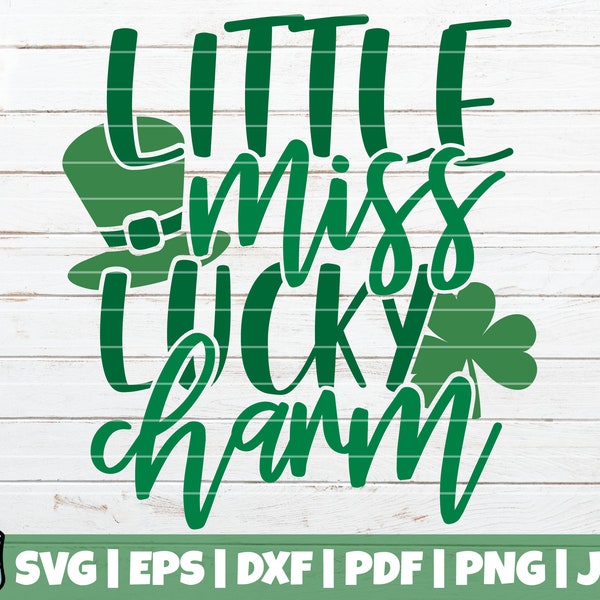 Little Miss Lucky Charm SVG Cut File | commercial use | instant download | printable vector clip art | St Patrick's Day SVG | Clover Print