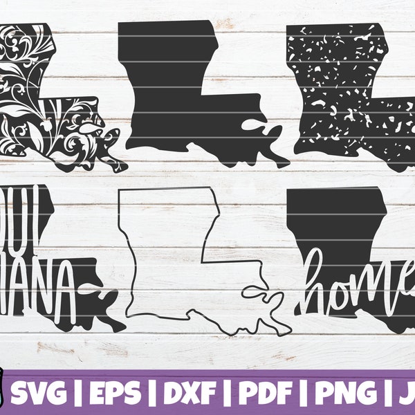 Louisiana Staat SVG Bundle | SVG-Cut-Dateien | Gewerbe Nutzung Instant-Download | Bedruckbare Vektorclip-Kunst | Floral Louisiana State | grunge