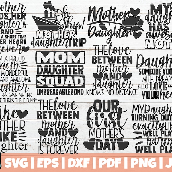 Mother Daughter SVG Bundle | Mother's Day SVG Cut Files | commercial use | printable vector clip art | Best Friends | Mom Gift SVG