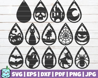 Halloween Tear Drop Earrings SVG Cut Files | Halloween Earrings | commercial use | instant download | leather jewelry | vector | handmade