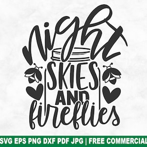 File di taglio SVG con cieli notturni e lucciole, file SVG per veranda, giardino e terrazza per Cricut Silhouette, file PNG stampabili per magliette, tazze e artigianato.