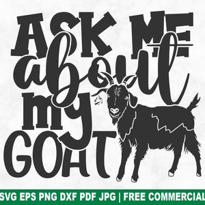 Ask me about my chèvre SVG coupe fichier, drôle chèvre ferme animaux SVG pour Cricut Silhouette, ferme de campagne PNG imprimable pour chemises tasses artisanat