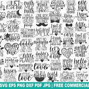 55 schattige baby gezegden SVG bundel pasgeboren baby SVG gesneden bestanden afdrukbare vector clipart PNG grappig shirt print commercieel gebruik direct downloaden