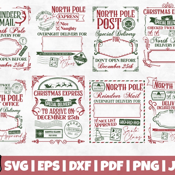 Santa Sack SVG Bundle | Santa's Bag SVG Cut Files | instant download | Santa Sack Print | Vintage Christmas | Christmas SVG Gifts