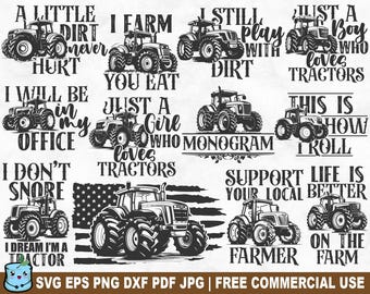 Tractor Farming PNG SVG Bundle, Farmhouse Country Farmer Svg Cut File for Cricut Silhouette, Tractor Printable Png for Shirts Mugs Crafts