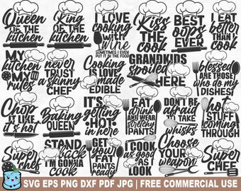 Funny Kitchen Apron Designs SVG Bundle, Kitchen Cooking SVG Cut File for Cricut Silhouette, Mom Grandma Printable PNG for Shirts Mugs Crafts