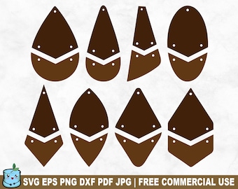 Hängende zwei Teile Ohrringe SVG Cut File Vorlagen, Anhänger DIY Schmuckdesigns für Cricut Silhouette, Laser Cut für Holz Vinyl Leder
