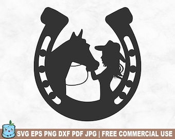 Mädchen küsst Pferd SVG Schnittdatei, Rodeo Country Cowgirl SVG für Cricut Silhouette, südlichen Western druckbare PNG für Hemden Tassen Handwerk