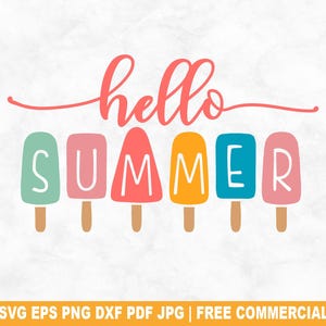 Bonjour l'été SVG coupe fichier, drôle de crème glacée Summer Beach SVG pour Silhouette Cricut, vacances vacances PNG imprimable pour chemises tasses artisanat