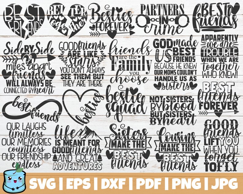 Download Best Friends SVG Bundle Friendship Quotes SVG Cut Files | Etsy