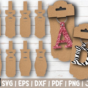 Schlüsselanhänger Halter SVG Bundle, Display Card Templates SVG Cut File für Cricut Silhouette, Schlüsselanhänger Haltekarte Printable PNG