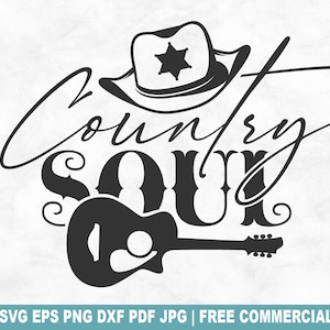 Country Soul SVG coupe fichier, amour musique country SVG pour Silhouette Cricut, Western Southern PNG imprimable pour chemises tasses artisanat