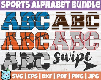 Sports Alphabet SVG Bunlde | SVG Cut file | commercial use | instant download | basketball volleyball soccer football baseball svg fonts