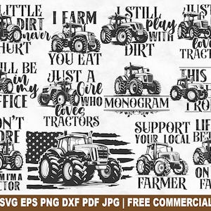 Bundle SVG tracteur, ferme pays agriculteur SVG coupe fichier pour Silhouette Cricut, Southern tracteur imprimable PNG pour chemises, tasses, travaux manuels