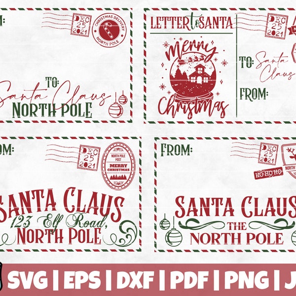 Letters To Santa SVG Bundle | SVG Cut Files | instant download | Christmas Letters | Santa Claus SVG | North Pole Mail Post