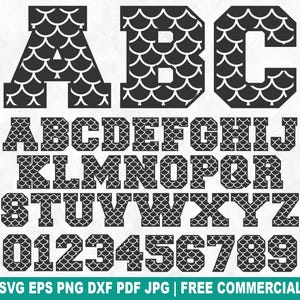 Meerjungfrau Alphabet und Zahlen SVG Schnitt Datei, Ozean Fisch Sirene Buchstaben für Cricut Silhouette, Sea Life druckbare PNG für Shirts Tassen Kunsthandwerk