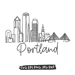 Portland Oregon Skyline PNG SVG Cut File, PDX Minimalist Line Art Vector Drawing, Printable Digital Download for Shirts Mugs Crafts