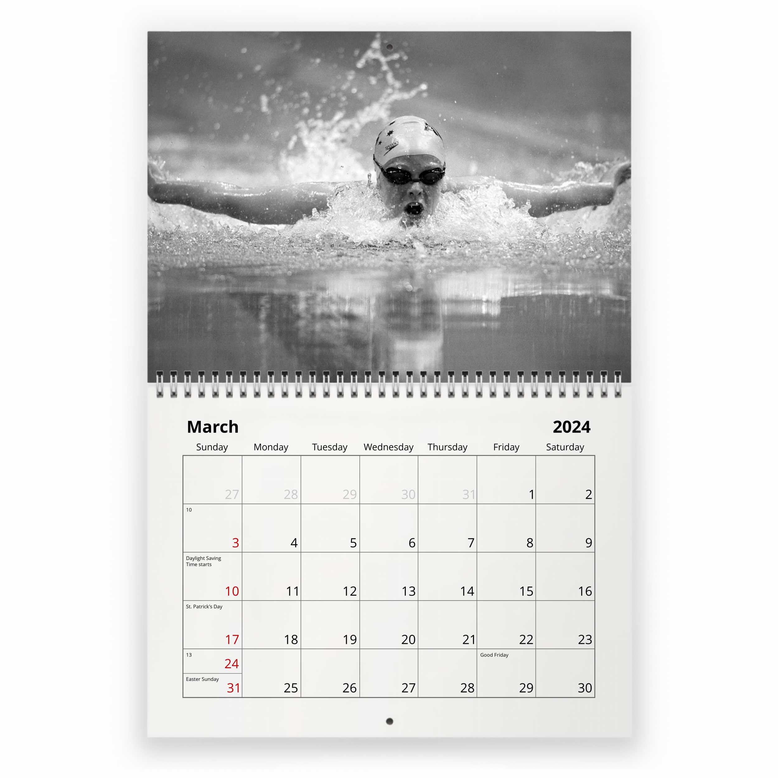 Swimming 2024 Wall Calendar sold by Insignificant Turntable SKU
