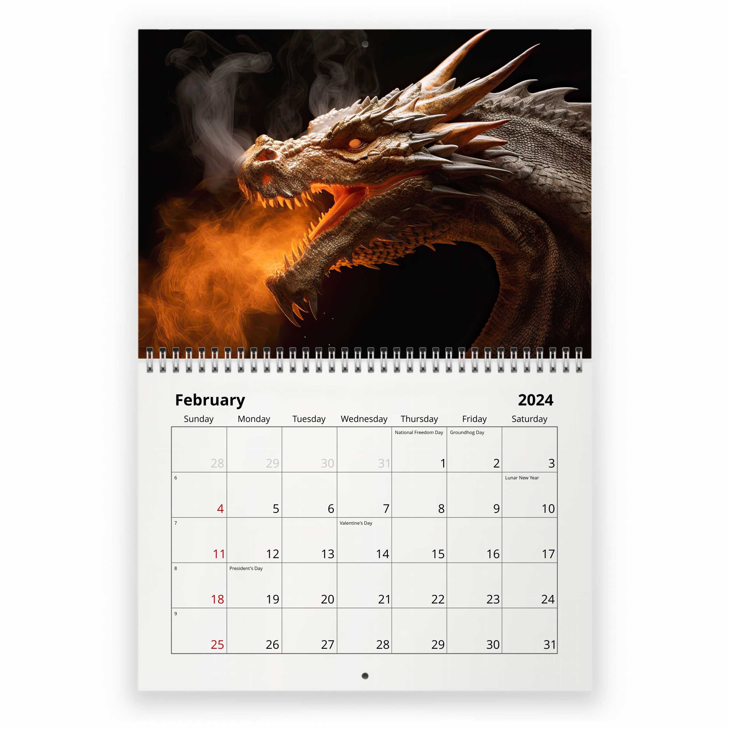 Dragons 2024 Wall Calendar sold by Bored Marisa SKU 97159569 Printerval