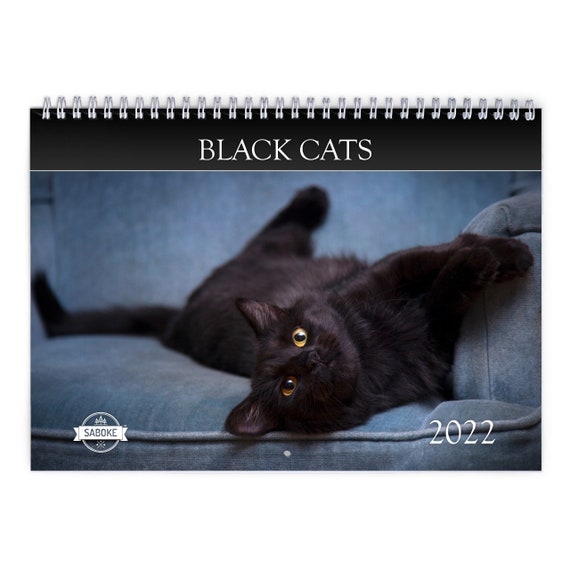 Chat Noir 22 Calendrier Mural Etsy France